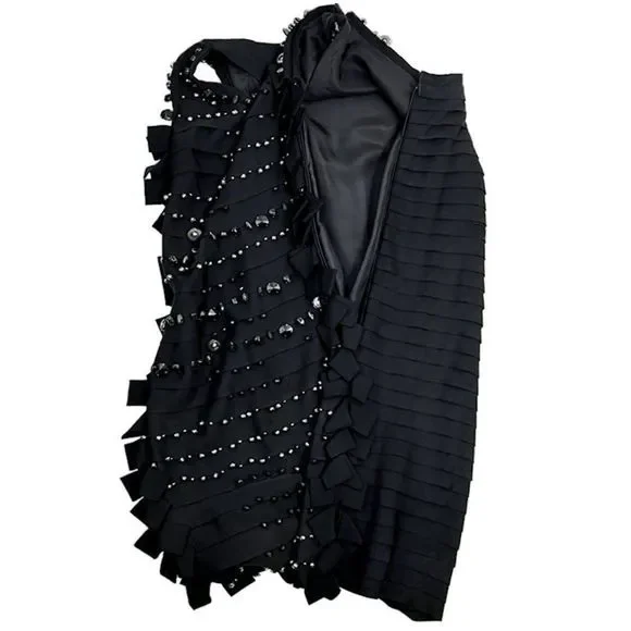 Vintage LANVIN 2008 Runway Black Embellished Black Tie Party Dress - Picture 9 of 11